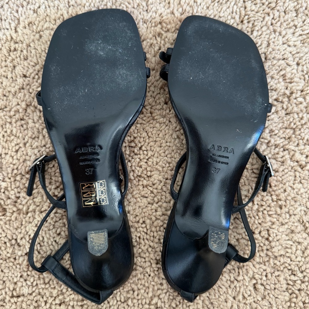 Abra Black Western Buckle Kitten Heeled Sandals - Picture 4 of 7